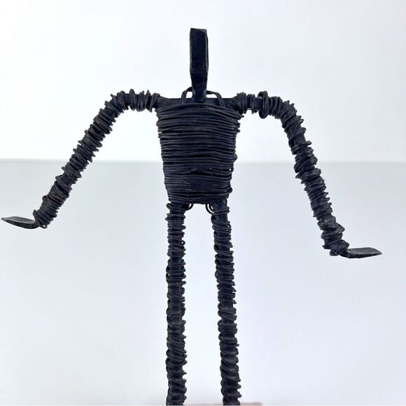 Vintage Brutalist Metal Wire Figure Sculpture On Stone Base MCM Art - Picture 6 of 10